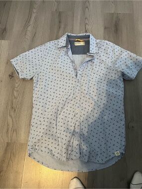 Light Blue Anchor-Print Short Sleeve Shirt